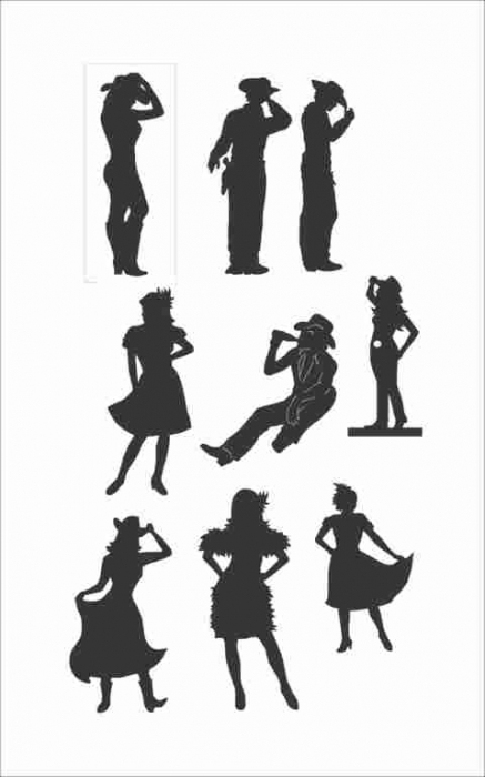 cowboy cowgirl lifesize silhouettes standing sitting